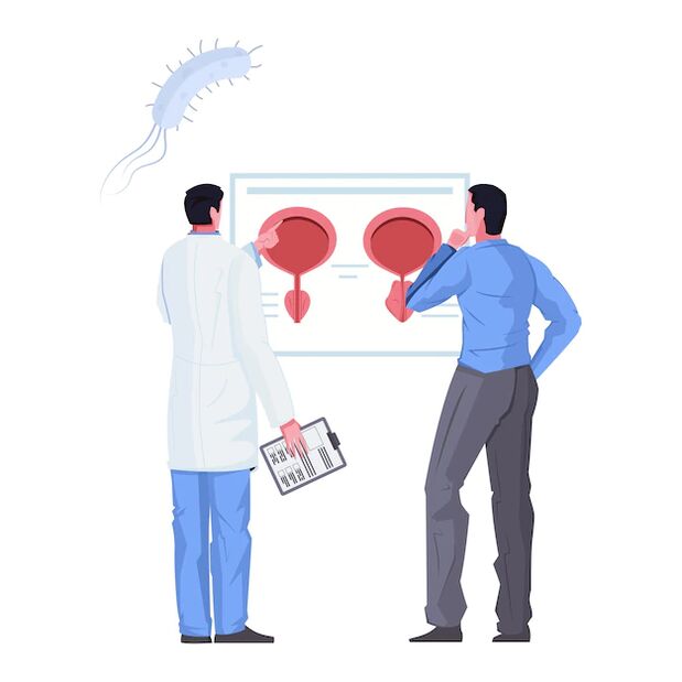 A man with signs of cystitis during a consultation with a urologist